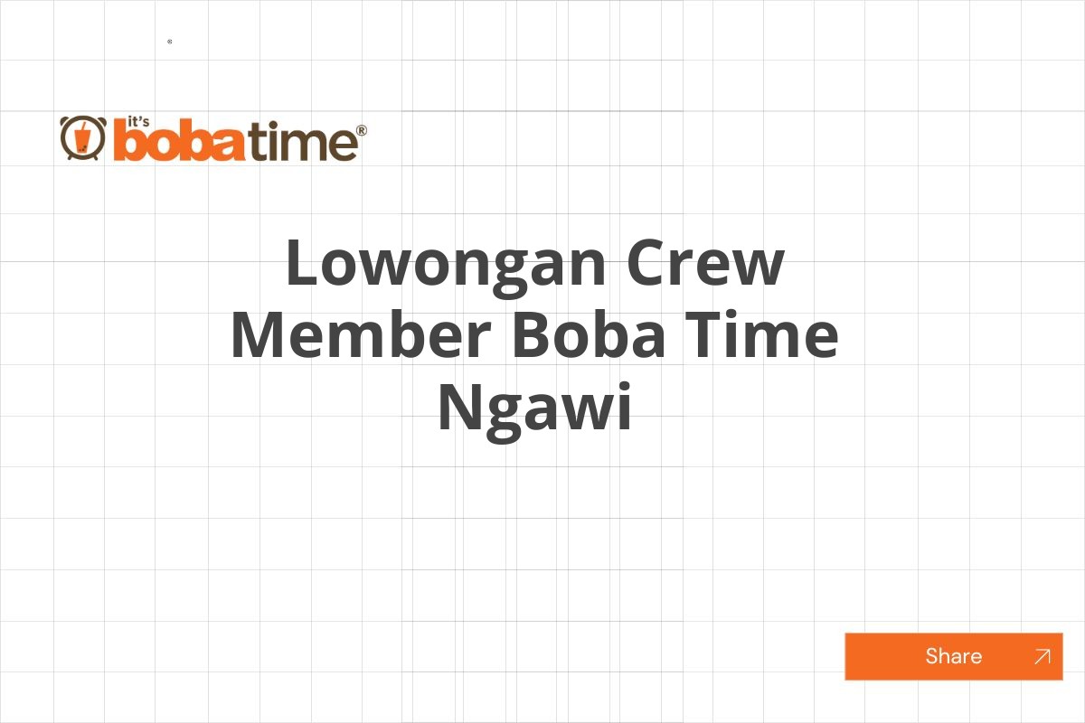 Lowongan Crew Member Boba Time Ngawi