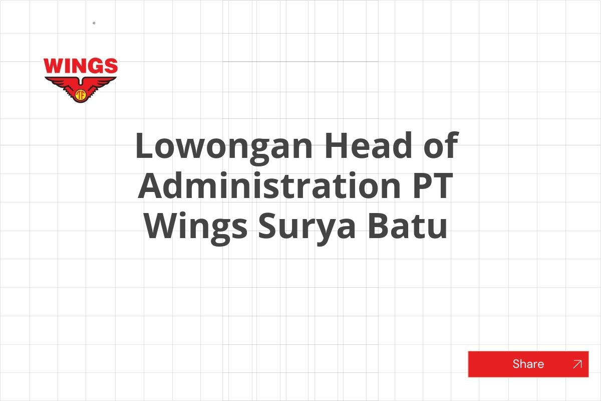 Lowongan Head of Administration PT Wings Surya Batu