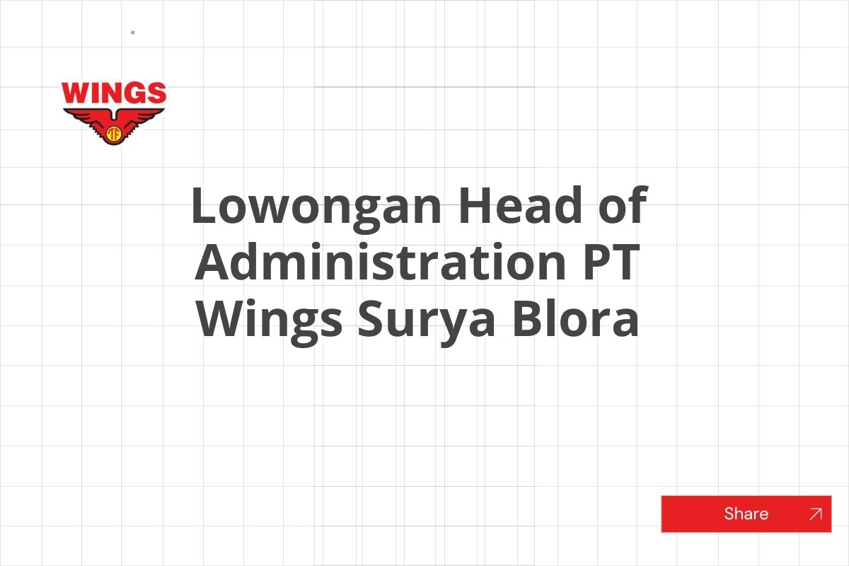 Lowongan Head of Administration PT Wings Surya Blora