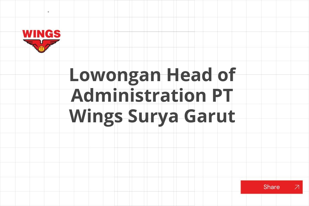 Lowongan Head of Administration PT Wings Surya Garut
