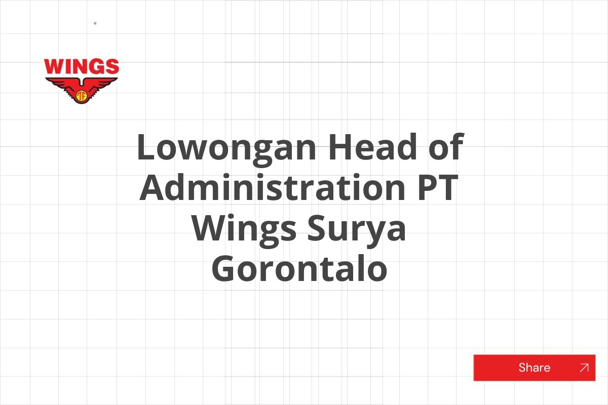 Lowongan Head of Administration PT Wings Surya Gorontalo