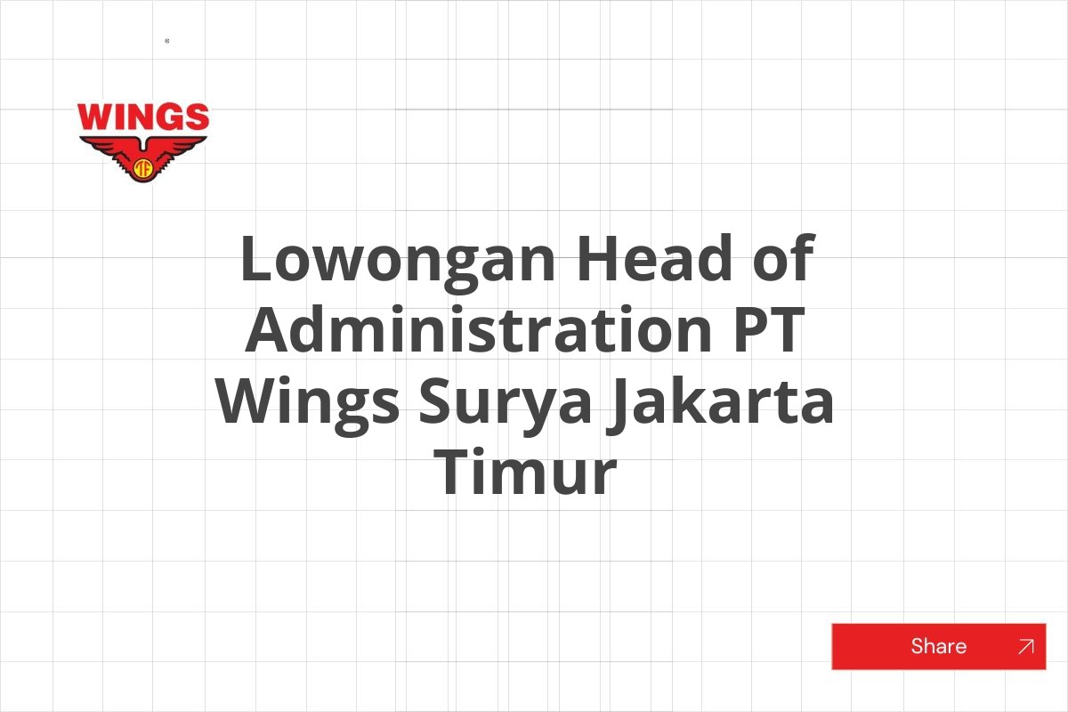 Lowongan Head of Administration PT Wings Surya Jakarta Timur