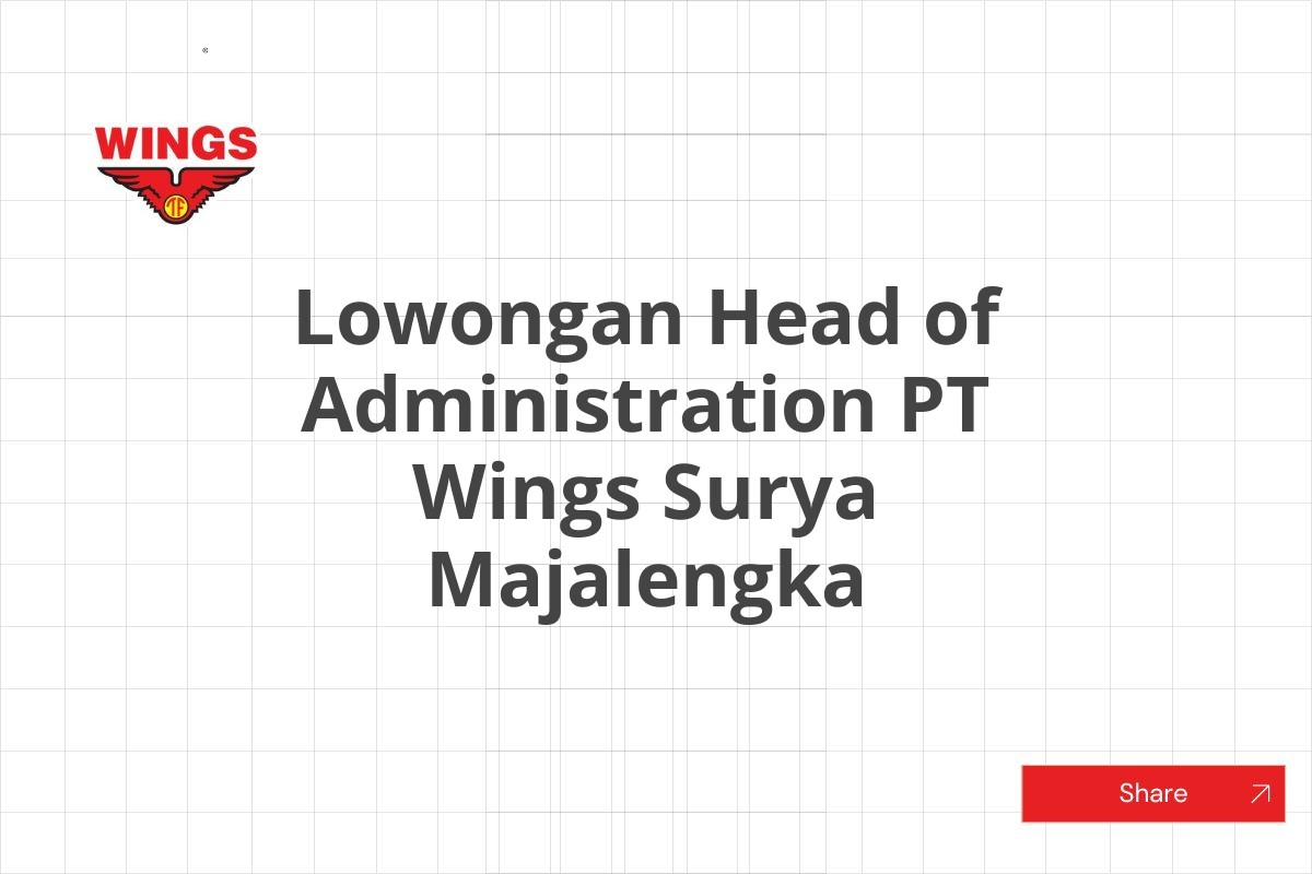 Lowongan Head of Administration PT Wings Surya Majalengka