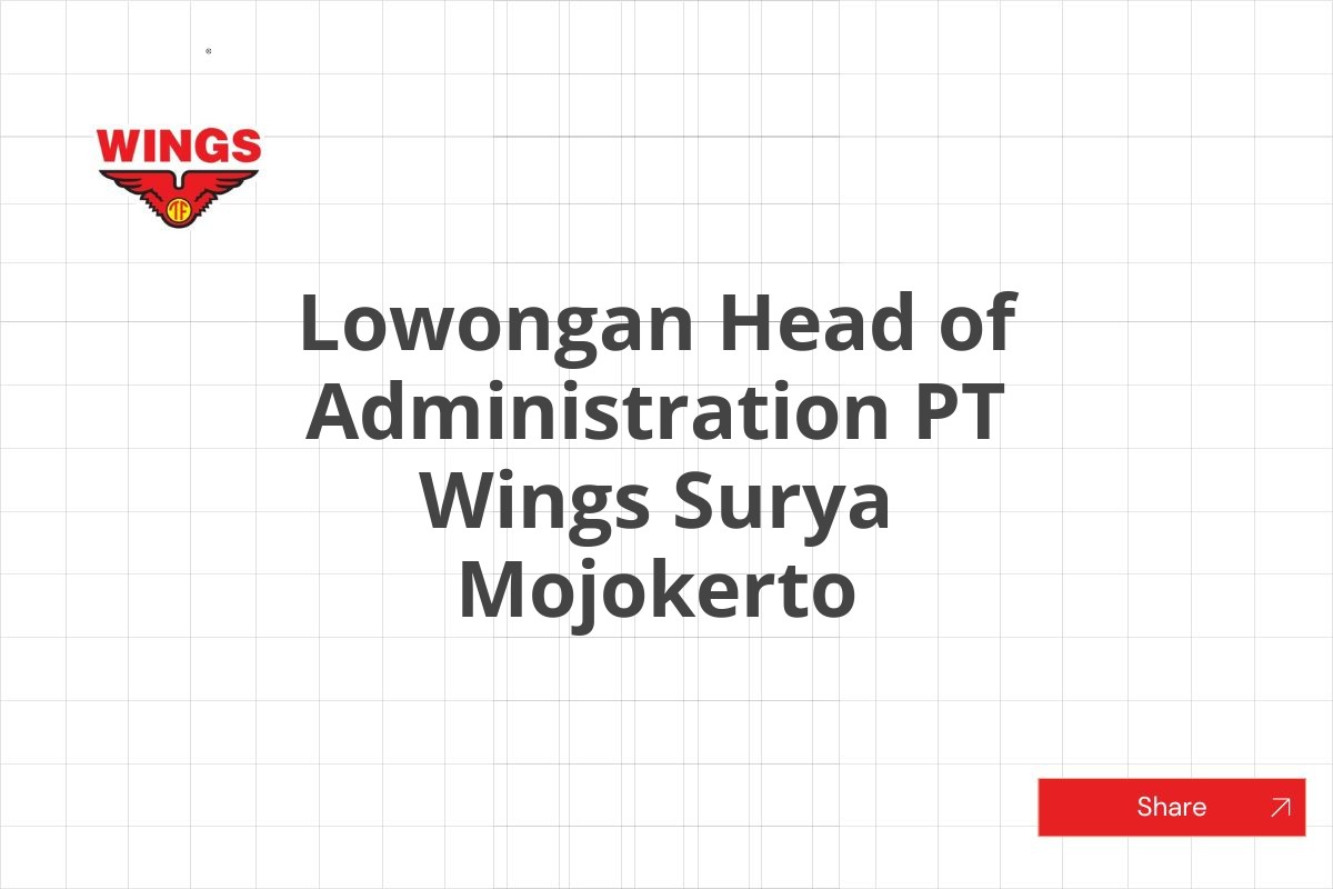 Lowongan Head of Administration PT Wings Surya Mojokerto