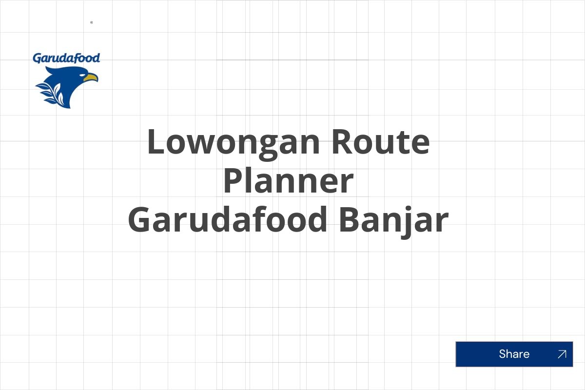 Lowongan Route Planner Garudafood Banjar