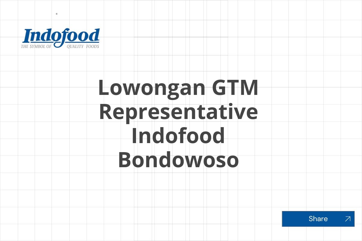 Lowongan GTM Representative Indofood Bondowoso
