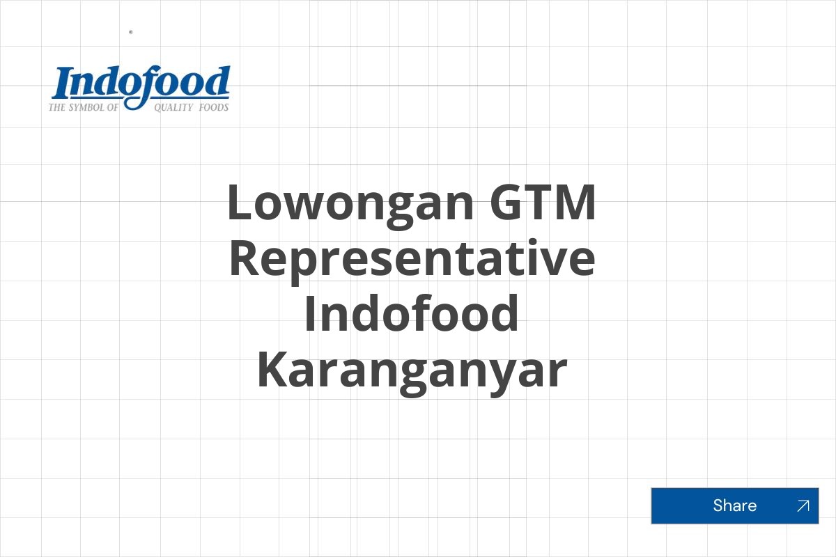 Lowongan GTM Representative Indofood Karanganyar